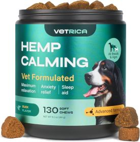 Calming Chews for Dogs Anxiety Relief Duck Flavor Hemp Calming Chews for Dogs with Valerian Root Hemp Seed Oil Turmeric L Theanine Soft Treats for Sto