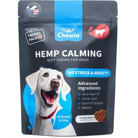 Hemp Ð¡alming Ð¡hews for Storms Separation Fireworks Vet Visits Travel Grooming 70 Treats Beef Flavor Travel Pack