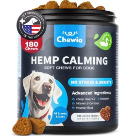 Hemp Calming Chews for Dogs Anxiety Dog Calming Treats with Melatonin Valerian Root Chamomile Extract & Vitamin B Complex Canine Chews for Vet Visits