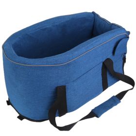 Console Pet Car Seat with Storage Pocket Booster Car Seat Portable Pet Travel Bag Machine Washable Pet Seat Fit For Small Dog Cat (Option: Blue)