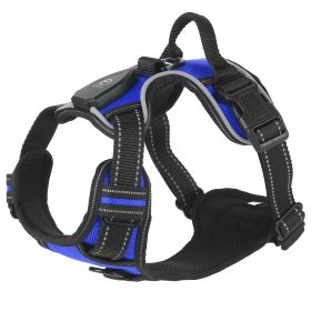 Light Up Dog Harness Rechargeable LED Dog Harness No Pull Lighted Dog Vest with Handle for Small/Medium/Large Dogs (Option: darkblue_m)