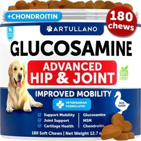 Glucosamine for Dogs Hip and Joint Supplement for Dogs with Arthritis Chews with Chondroitin Hemp Oil MSM Canine Joint Pain Relief Health Mobility Sup (Brand: Artullano)